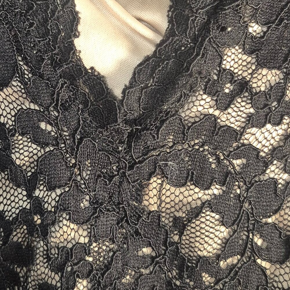 EXPRESS sleeveless Pantsuit, Black with lace and dress pant bottom, size XS tall - Picture 5 of 16